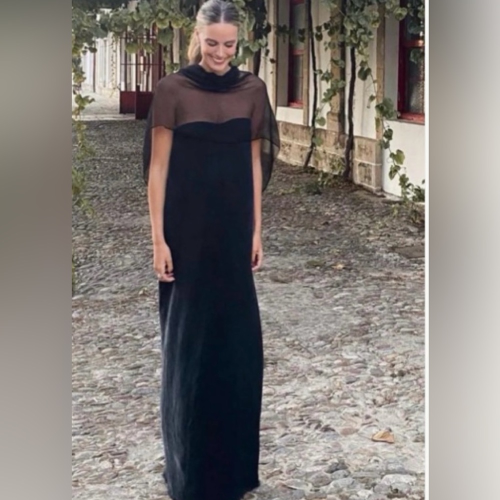 Cris Serra Elegant Blue Evening Gown with Cape Layer (Actual color at the end)